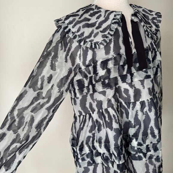 NWT Maeve Long-Sleeve Peter Pan Collared Sheer Mini Ruffled Dress - Picture 6 of 16